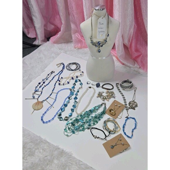 Jewelry Lot Blue Water Mermaid Clean Curated Bundle Free Gift - Picture 1 of 16
